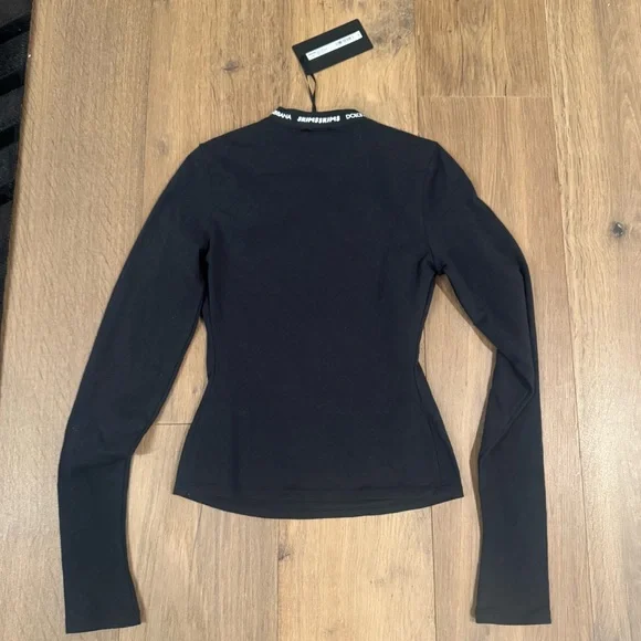 NWT SKIMS Dolce&Gabbana X Cotton Jersey Long Sleeve T-Shirt - Onyx Sz Small - Picture 4 of 4